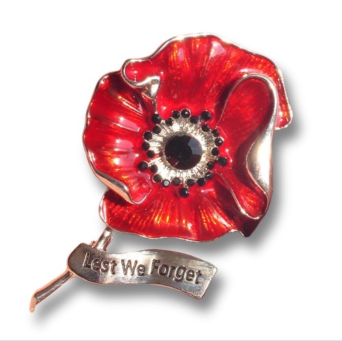 Red popy brooch - red,