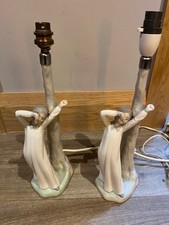 2 x Vintage Lladro NAO Yawning Boy Porcelain Lamp Base Handmade in Spain