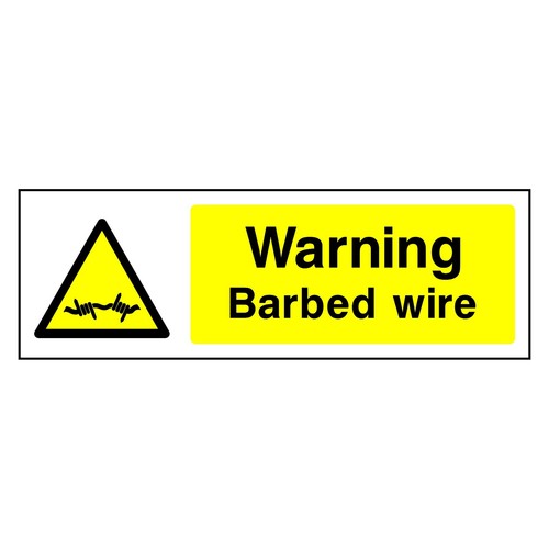 Warning barbed wire sign - warning,