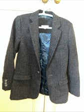 Boys Navy And Grey Tweed Coat