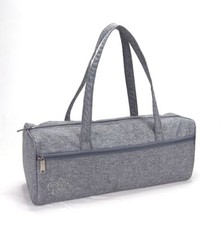 Knitting Bag Wool / Yarn / Craft Storage Bag Charcoal Embroided Flower