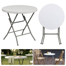 80cm Black Round Folding Garden Table Outdoor Bistro Patio Furniture