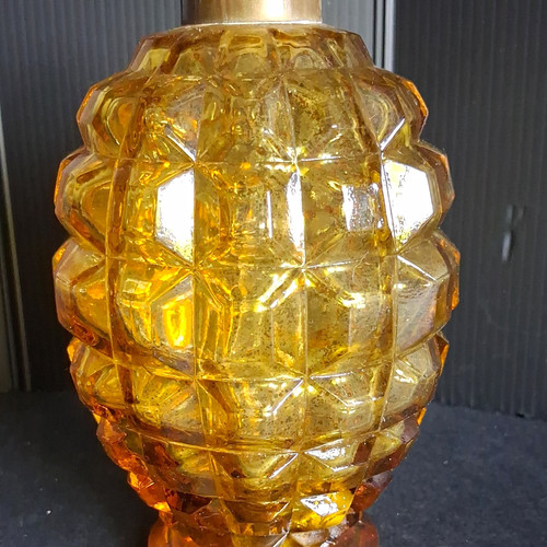 Amber textured glass round - glass,