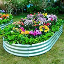 Galvanised Raised Garden Bed Metal Planter Box with Open Bottom, Oval,Square NEW