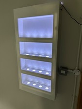 White gloss display cabinet for Vapes perfumes cosmetics jewellery led lights