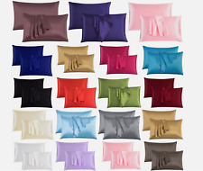 2 Pack Satin Silk Pillowcase For Hair & Skin Pillow Cases Cover Bedding Pair UK