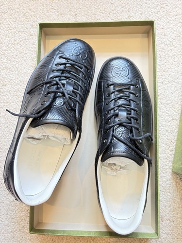 Gucci men black leather gg - men’s,
