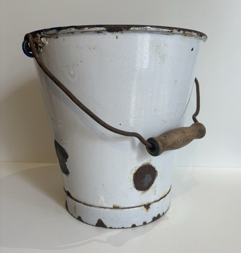 Vintage white enamel metal - vintage,