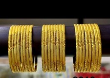 22k gold plated Indian bangles women's fashion ethnic jewellery  8 Pcset 2.8