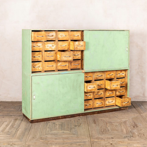 Vintage green pine cupboard - vintage,