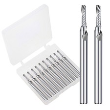 10x Solid Carbide Spiral Router Bit Single Flute 3.175mm Shank End Mill for Wood