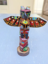 Vintage Native American Indian Carved Wood Thunderbird Totem Pole Canada Signed