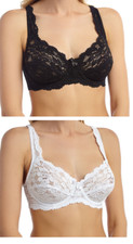 Elegant Lace Underwire Full Cup Bra Ladies Stretch Floral Lingerie Black &White