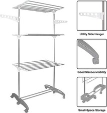 Clothes Airer Drying Rack Extra Large 3 Tier Clothes Drying Rail Foldable