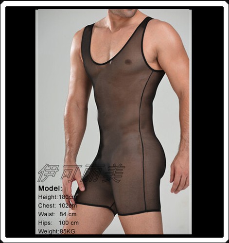 Men mesh see through - men, bodysuit