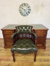 Pedestal Desk & Green Leather