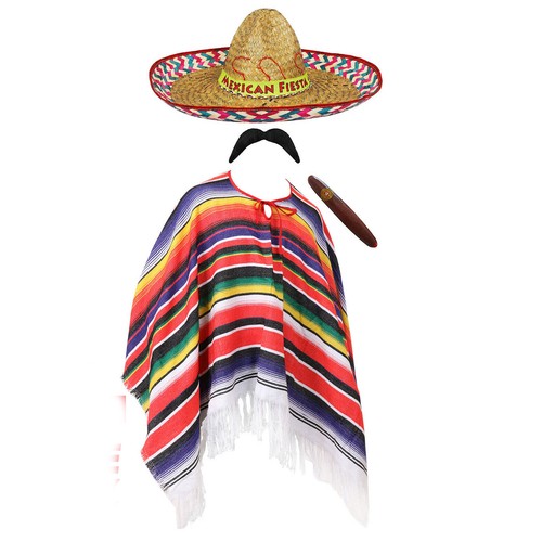 Mexican poncho sombrero - mexican,