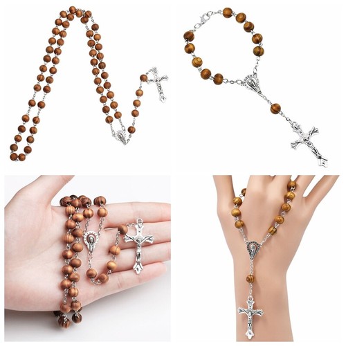 Wooden rosary necklace - rosary,