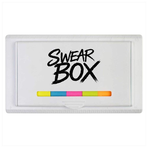 Swear box sticky note - note, ruler