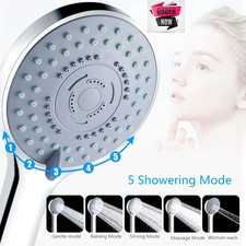 BATH HIGH PRESSURE SHOWER HEAD 5 MODE LARGE CHROME HANDSET HEADS WATER SAVING UK