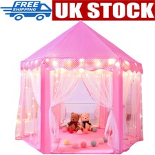 Kids Light Up Play Tent Girl Pink Fairy Princess Childrens House with LED Lights