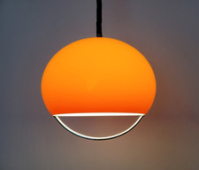 Rare 70s HARVEY GUZZINI Orange Acrylic Pendant Lamp 3024 JOLLY by LUIGI MASSONI