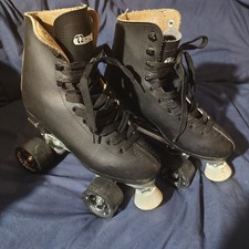 Chicago Skates Men's Premium Leather Lined Rink Roller Quad Skate Size 6 Black