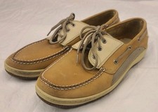 Sperry Top-Sider Shoes Mens Size 13 Tan Beige Billfish Boat Leather Mesh 3-Eye
