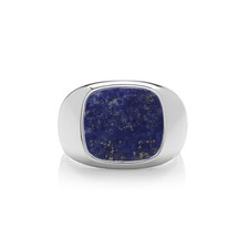 Men's Lapis Cushion Signet Ring Gents Solid Sterling Silver Engagement size O-Z