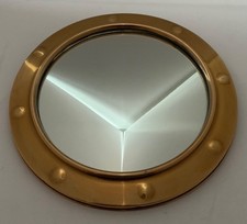ANTIQUE CIRCULAR BRASS CONVEX MIRROR VINTAGE NAUTICAL PORT HOLE SHIP CABIN SEA