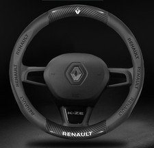 15"Steering Wheel Cover X1 PU Leather+Carbon Fiber For Renault Arkana Austrian