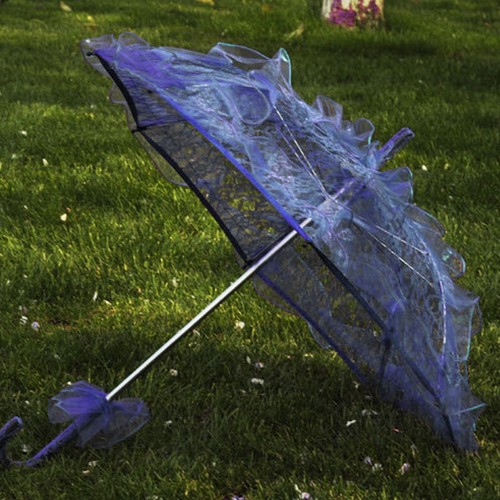 Blue royalblue lace - lace, parasol