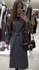 Zara Women's ZW Collection Wool Blend Cost White Grey Size S Ref 2062/764 £159