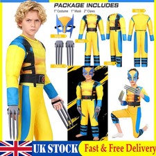 Boys Kids Wolverine Book Day Costume Tight Muscle Suit Party-Fancy Dress Cosplay