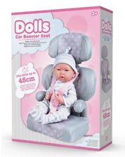 Doll Car Seat in Pink & Grey, Booster Seat Fits Doll Up To 45cm, 27L x 22W x 38H