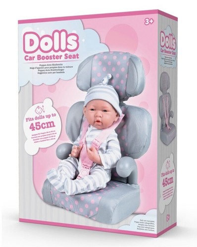 Doll car seat - pink, grey