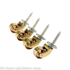4x Solid Polished Brass Castors 1¼" (32mm) screw plate furniture castor