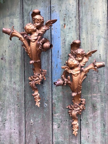 Pair antique gilt metal - of,