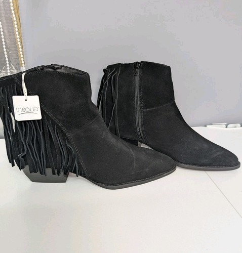Insolia black suede fringe - insolia,