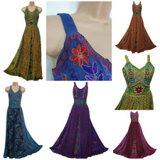 Plus Size Maxi Dress Medieval Hippie Renaissance Bohemian Embroidered 18 20 22