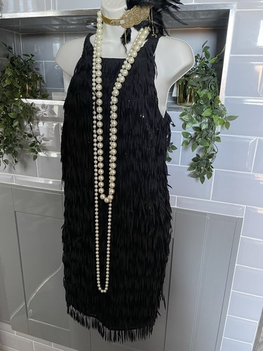 Black tasselled 1920s 1930s - black,