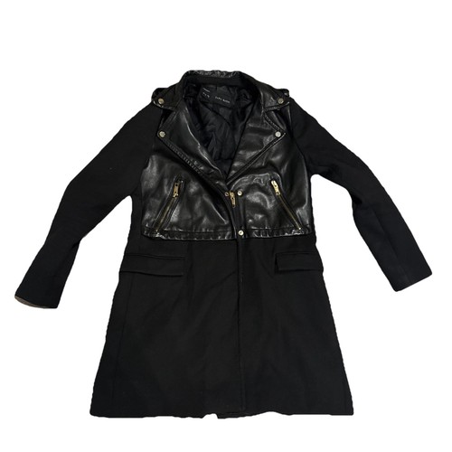 Zara leather panel biker coat - zara,