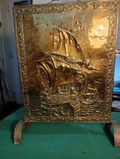 Victorian Embossed Brass Fire