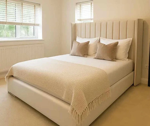 Winged cream panel - winged, bed