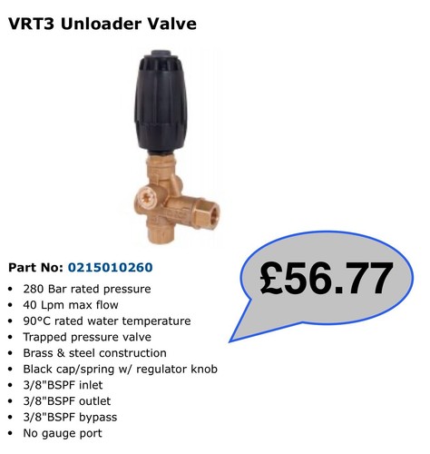 Vrt3 unloader valve pressure - vrt3,
