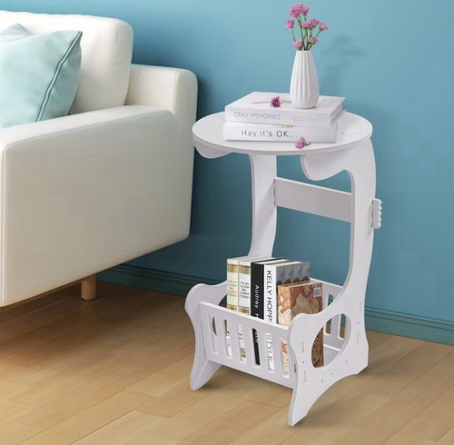 Round white side table with - side,