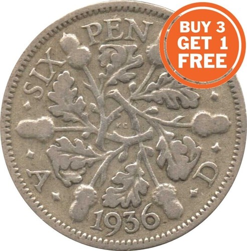 Silver sixpence george coin - sixpence,