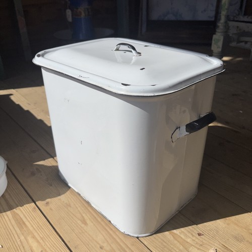 Vintage enamel bread bin - bin, white