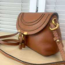 Chloé Marcie Pochette Shoulder Crossbod Bag Leather Brown Pre-owned Authentic
