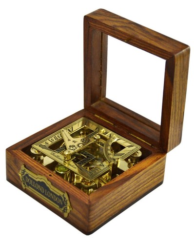 Square brass compass sundial - square,